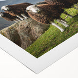 Art deco poster of Cumbria, England scenery in muted earth tones on rolled canvas, suitable for dining room wall art.