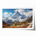 French Alps landscape print on rolled canvas, with muted green and blue tones, ideal for art wall dining room.