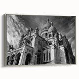 Landscape art painting of Paris with colorful vintage poster style on black framed canvas, ideal for living room decor.