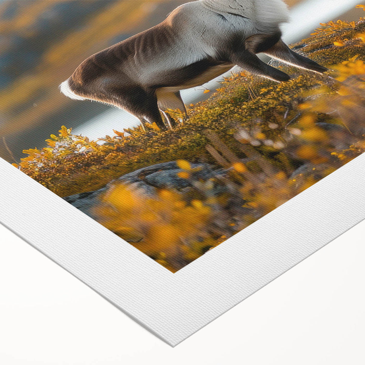 Art deco poster featuring a serene Greenland landscape in muted green and blue tones, printed on rolled canvas.