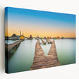 Large art print of a European cityscape in muted earth tones on stretched canvas, ideal for kitchen wall decor.