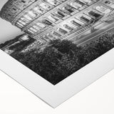 Art deco poster of Rome with muted earth tones on rolled canvas, suitable for dining room decor.