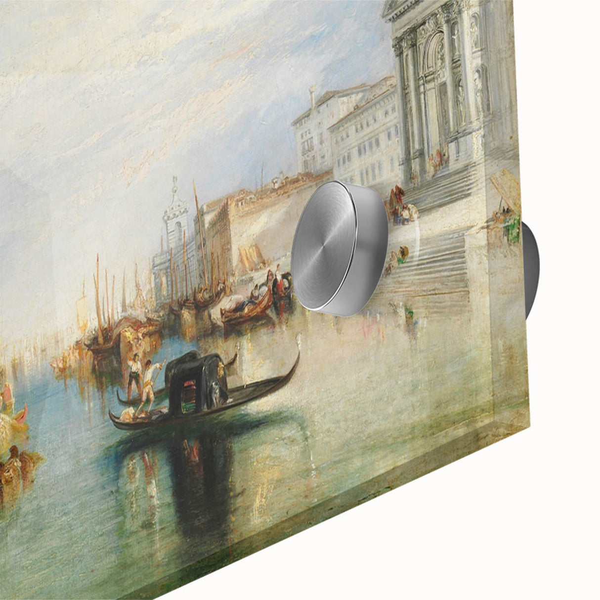 Acrylic print of a large abstract depiction of Venice in muted earth tones, ideal for dining room art.