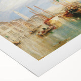 Art deco poster of Venice scenery in muted pastel shades on rolled canvas, ideal for dining room wall art.