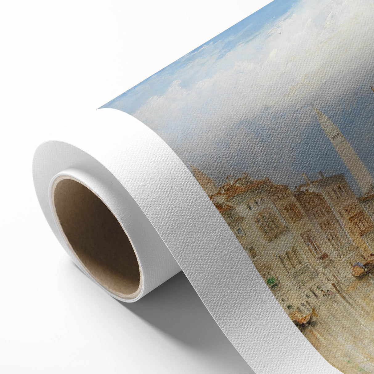 Art Deco poster of Venice scenery with muted colors on rolled canvas, ideal for nursery wall art or dining room decor.