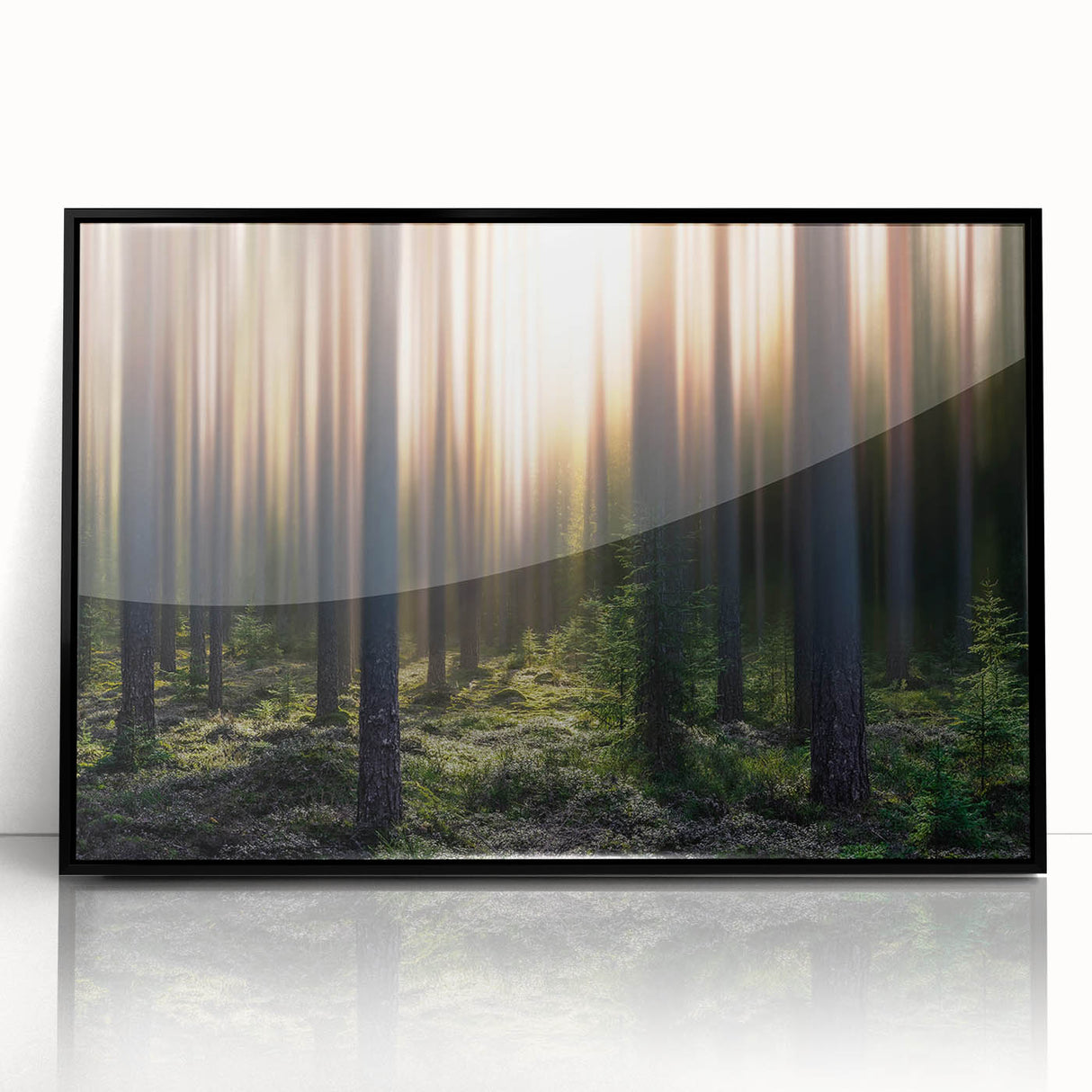 Large abstract wall art of a European scenery in Latvia, featuring muted earth tones on a framed acrylic.