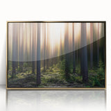 Art deco poster of a European scenery in Latvia, featuring muted gold and blue tones on acrylic framed material.