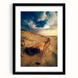 Extra large abstract art print depicting a colorful, textured European scenery on a black framed canvas.