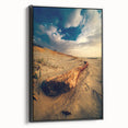 Black and white framed canvas of a vintage-style Lithuanian landscape, suitable for bedroom decor.