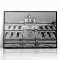 Large abstract wall art of Madrid scenery in muted earth tones on a framed acrylic, ideal for modern living room decor.