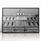 Large abstract wall art of Madrid scenery in muted earth tones on a framed acrylic, ideal for modern living room decor.