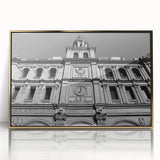 Large acrylic print of Madrid scenery in mid-century modernist style, with gold frame, suitable for modern art wall decor.