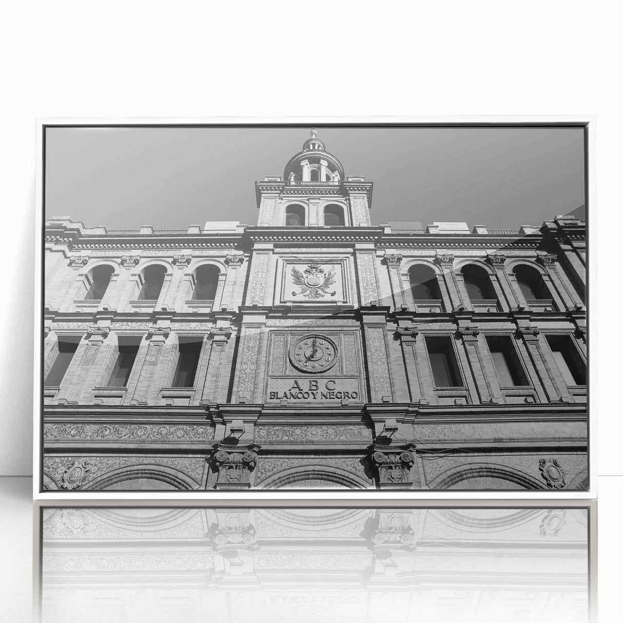 Acrylic print of Madrid scenery in art deco style with muted earth tones, ideal for modern art wall decor.