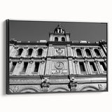 Black and white framed canvas of Madrid landscape, vintage poster style, ideal for bedroom wall art.