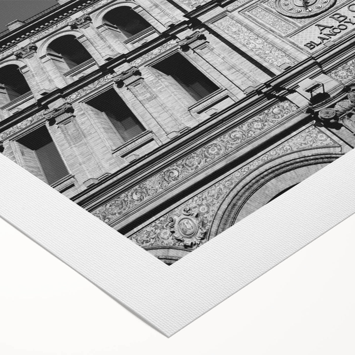 Art deco poster of Madrid skyline in muted pastel colors on rolled canvas, suitable for dining room wall art.