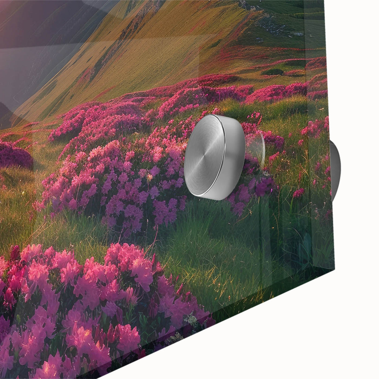 Large abstract wall art of a European scenery in muted earth tones on acrylic glass, suitable for dining room ambiance.