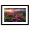Colorful abstract art print depicting a textured European scenery, in a large black frame, suitable for living room decor.