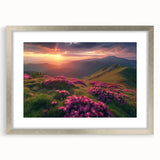 Textured abstract art print depicting a European scenery in muted earth tones on a framed silver mat, ideal for bedroom art.