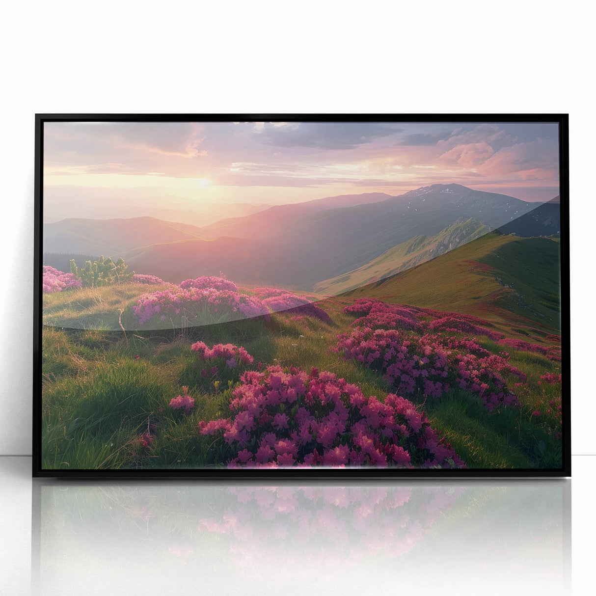Large abstract wall art depicting a vibrant European landscape on a framed acrylic print, suitable for modern decor.