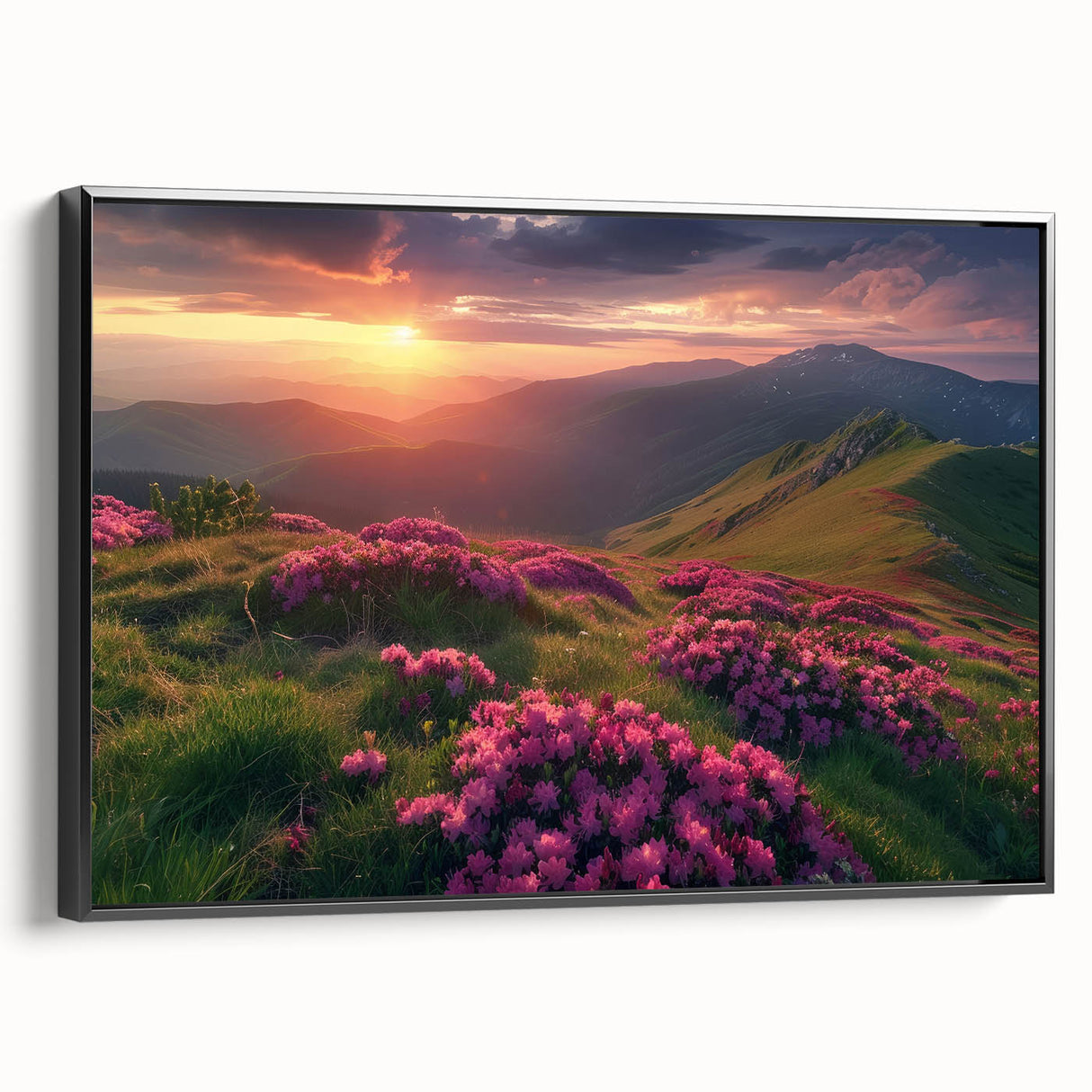 Black and white framed canvas featuring a vintage-style Ukrainian landscape, ideal for bedroom wall decor.