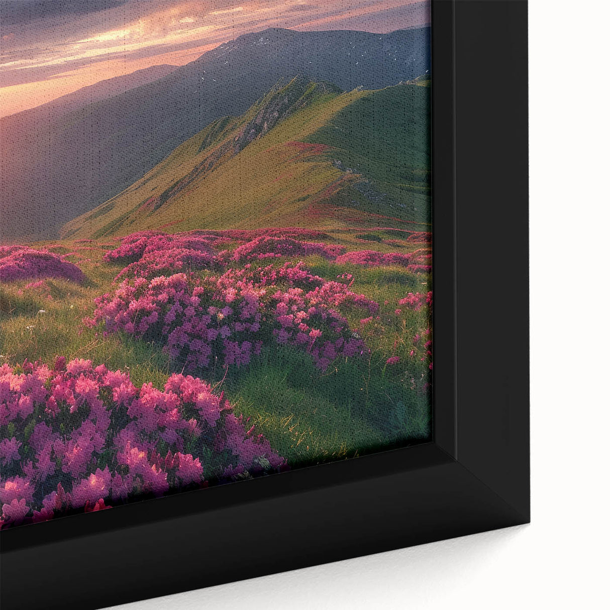 Extra large framed canvas featuring a textured depiction of a European scenery in black with colorful accents.