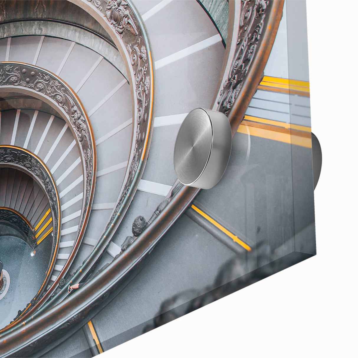 Large abstract wall art of the Vatican in muted gray and blue tones on acrylic glass, ideal for dining room art.