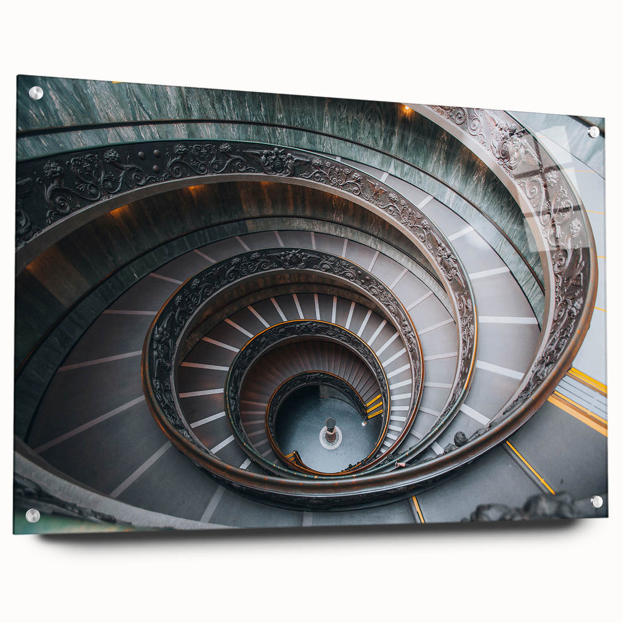 Acrylic print of the Vatican scenery with muted earth tones, suitable for dining room decor.