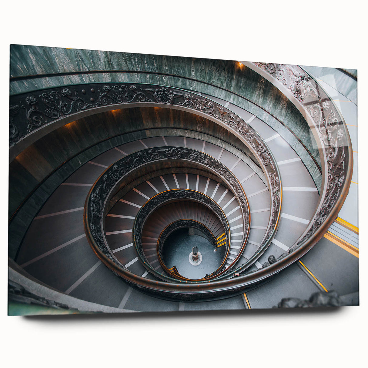 Large abstract depiction of the Vatican on acrylic glass, using muted earth tones, suitable for bedroom or dining room art.