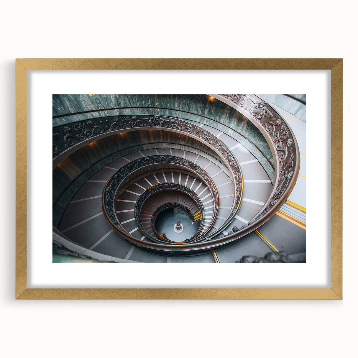 Extra large abstract art print of the Vatican, in gold frame with mat, featuring textured brush strokes.