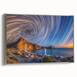 Framed canvas of a vintage Baja California landscape painting in vibrant colors, ideal for living room decor.
