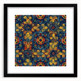 Extra large framed abstract art print of a vibrant, colorful Mexican Oaxaca scenery, ideal for living room decor.