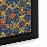Textured black wall art depicting a vibrant, colorful Oaxacan landscape on a framed, extra large canvas.