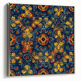 Framed canvas landscape art painting depicting a vibrant Oaxaca scenery, ideal for living room decor.