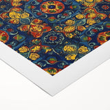 Art deco poster featuring a scenic view of Oaxaca, Mexico in vibrant colors on rolled canvas, suitable for dining room decor.