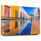 Acrylic print of Yucatan scenery with rich green and blue tones, suitable for bedroom or dining room decor.