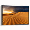 Black and white framed canvas featuring a vintage poster-style landscape of Dubai, ideal for bedroom wall decor.