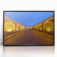 Large abstract wall art depicting a Middle Eastern scenery in muted earth tones on a framed acrylic.