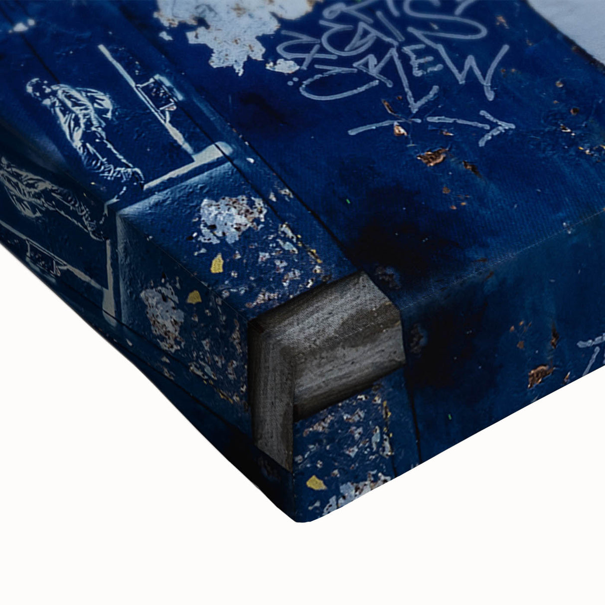 Large art featuring a black and white landscape painting of Tel Aviv on stretched canvas, suitable for bedroom decor.
