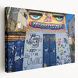 Large art print of Tel Aviv skyline in muted earth tones on stretched canvas, suitable for kitchen wall art.