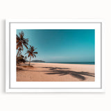 Abstract art print depicting Middle Eastern scenery in muted earth tones on a white framed mat.