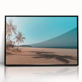 Large abstract wall art depicting a Middle Eastern Oman scenery in muted earth tones on a framed acrylic.