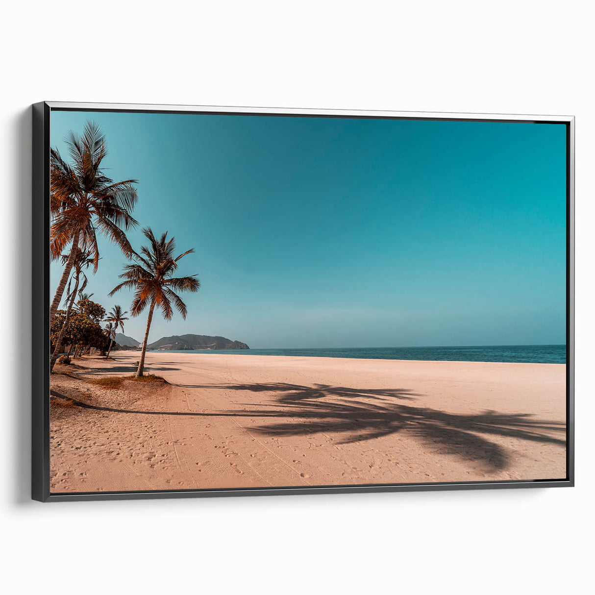 Black and white landscape art painting of Oman on framed canvas, ideal for bedroom wall decor.