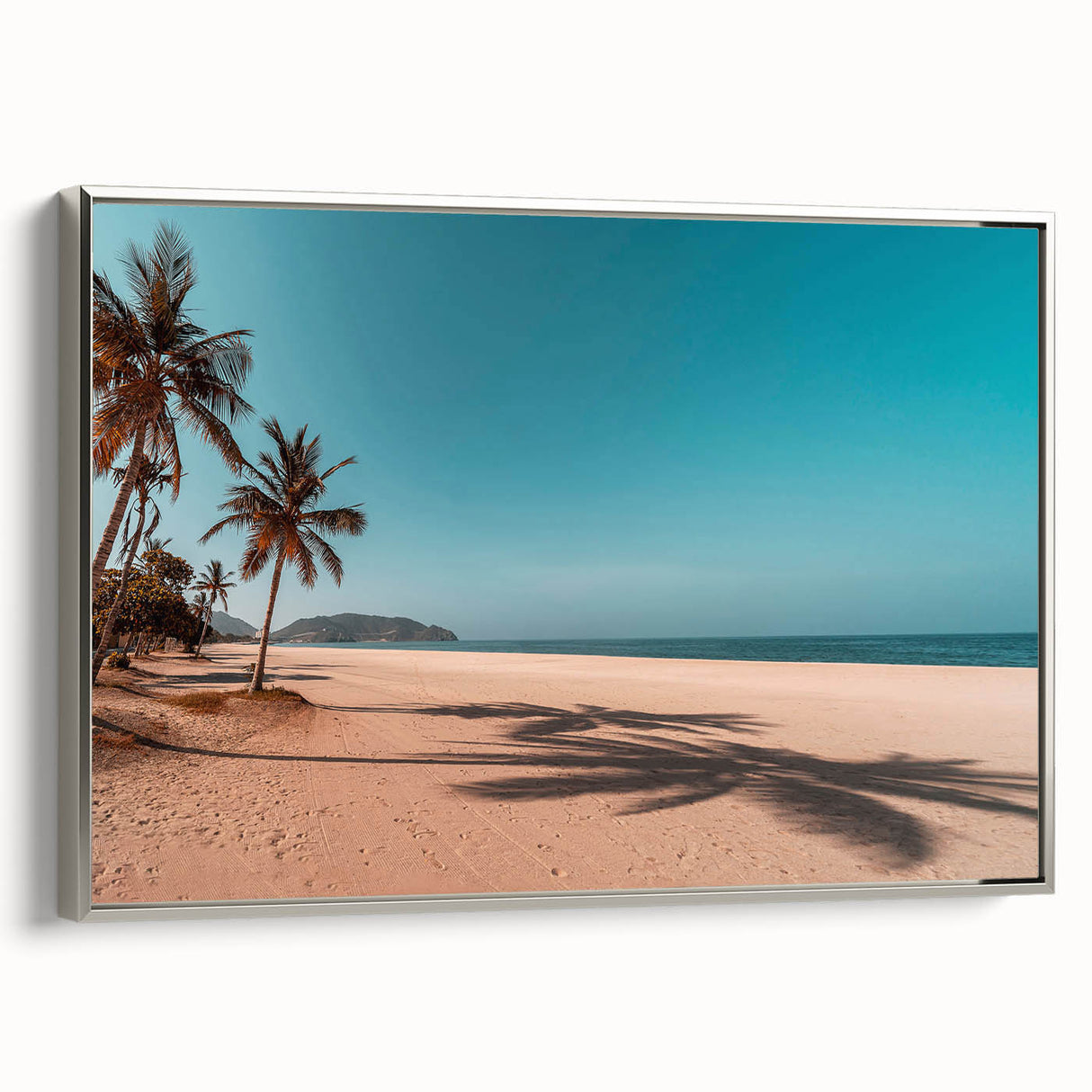 Framed canvas landscape art painting depicting a Middle Eastern scenery in muted earth tones, ideal for living room decor.