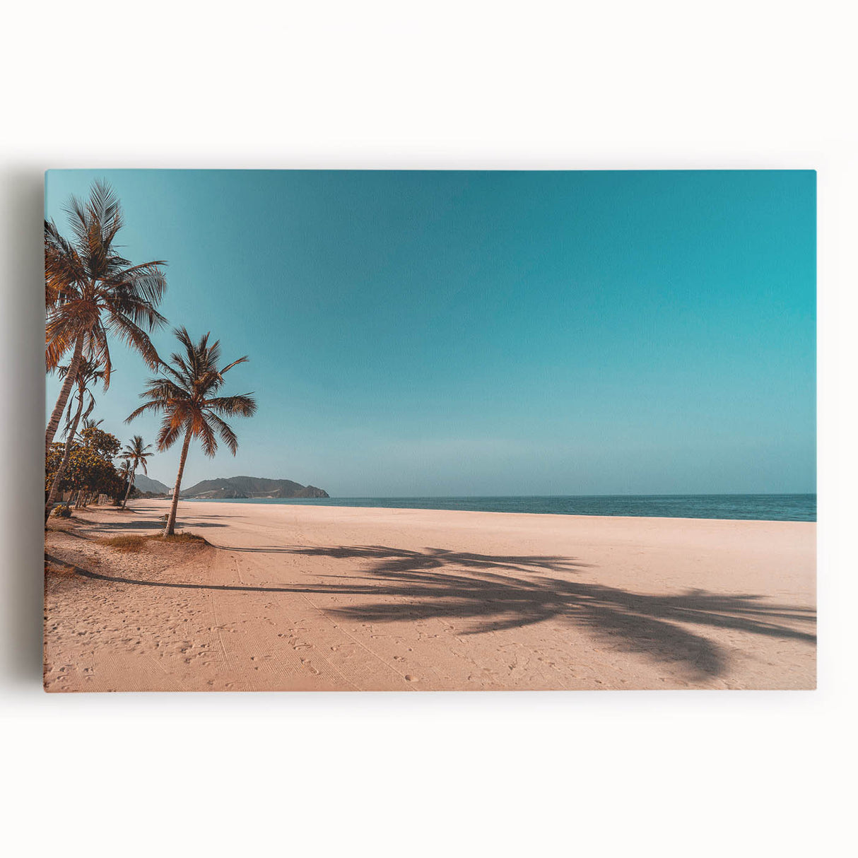 Black and white stretched canvas of Omani scenery, ideal for kitchen wall art.