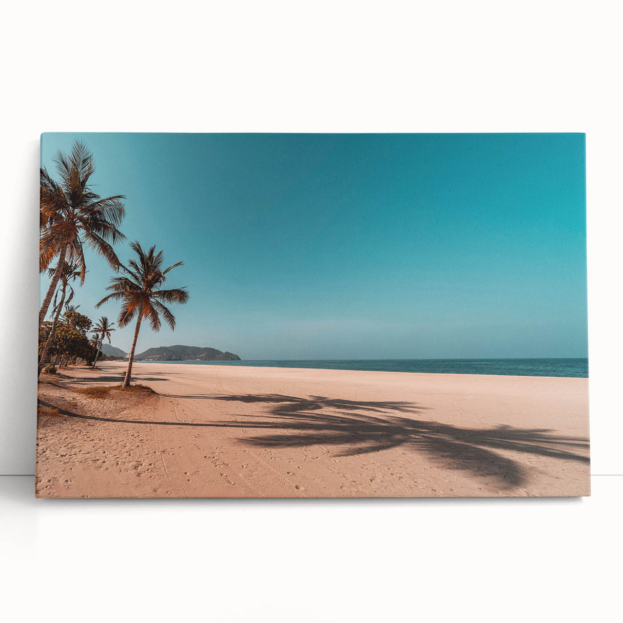 Black and white stretched canvas print of a Middle Eastern landscape, ideal for kitchen wall art or bedroom decor.