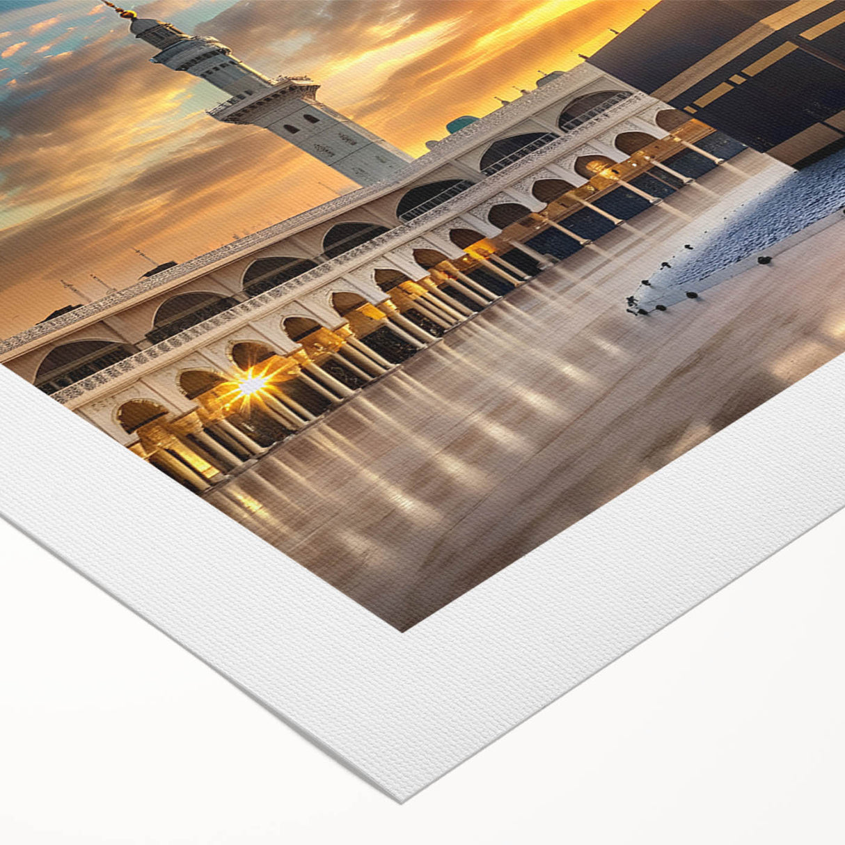 Art deco poster of a stylized Saudi Arabian landscape in muted earth tones on rolled canvas, suitable for dining room decor.