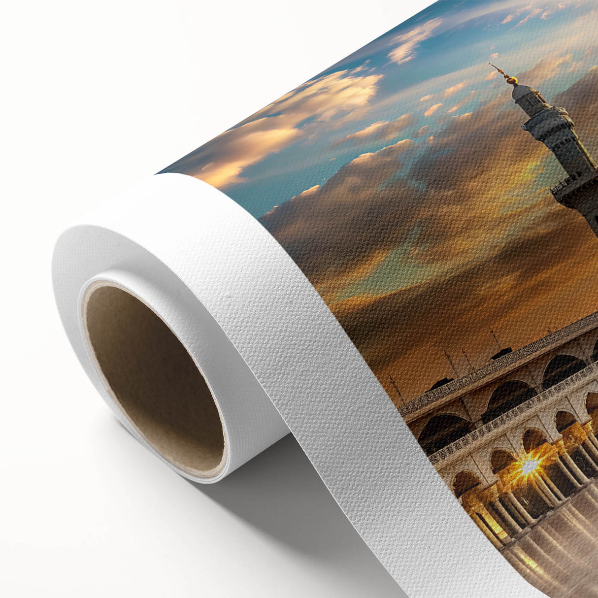 Art Deco style poster of Saudi Arabian scenery in pastel shades on rolled canvas, ideal for nursery wall art.