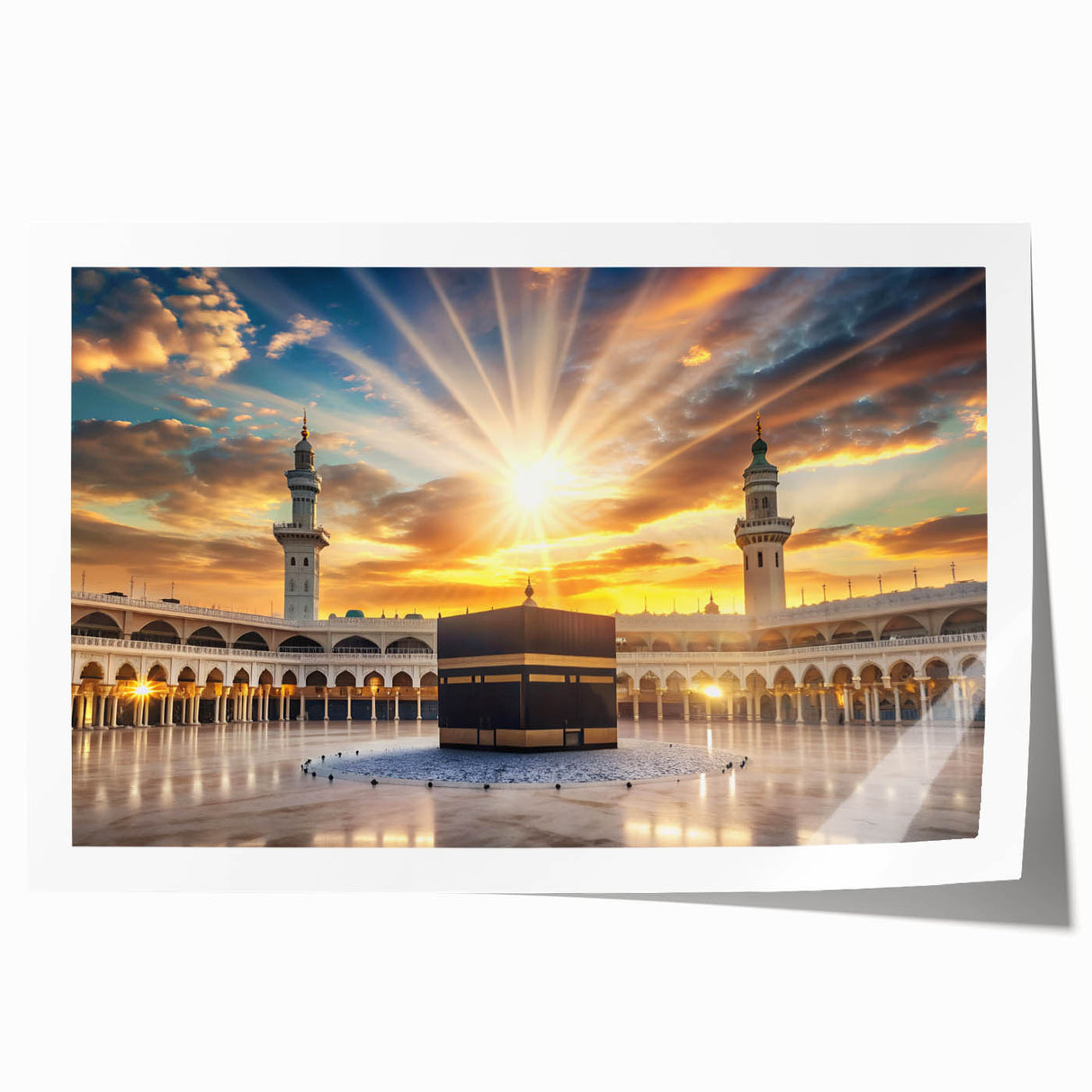 Extra large rolled print of a Saudi Arabian scenery with lush floral designs, ideal for art wall dining room.