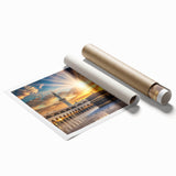 Extra large rolled print of Saudi Arabian scenery with floral accents in muted earth tones.