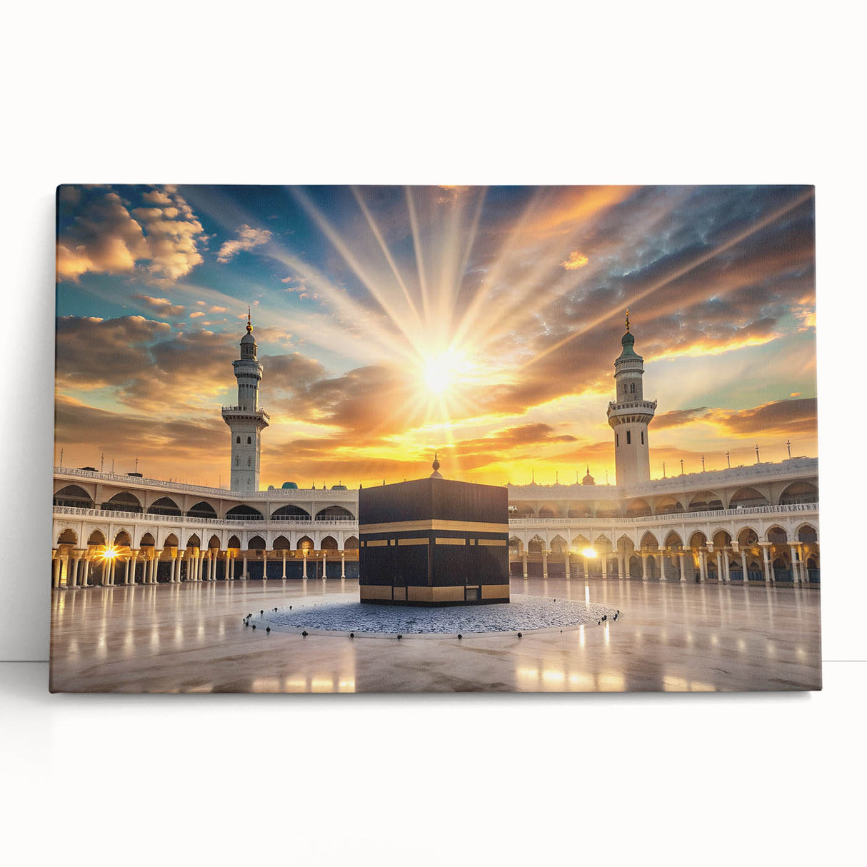 Black and white large art print of a Saudi Arabian landscape on stretched canvas.